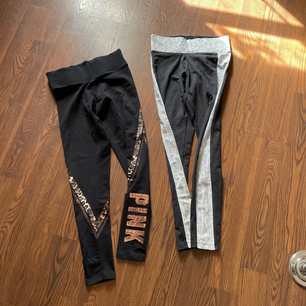 Victoria’s Secret Pink Sequin Bling Leopard Leggings